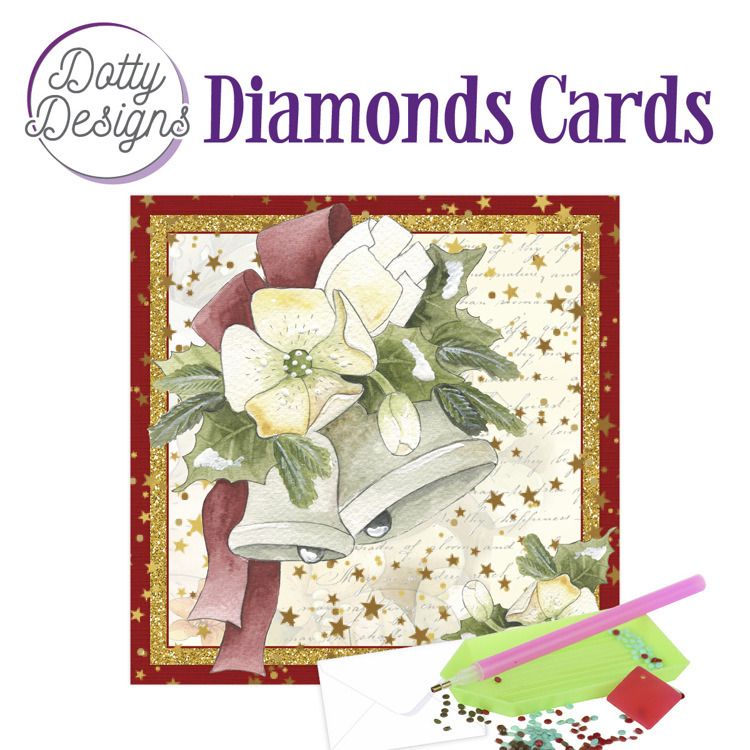 Christmas Bells with White Flowers - Dotty Designs Diamond Card Kit