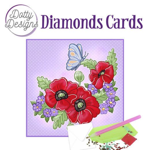 Red Flowers - Dotty Designs Diamond Card Kit