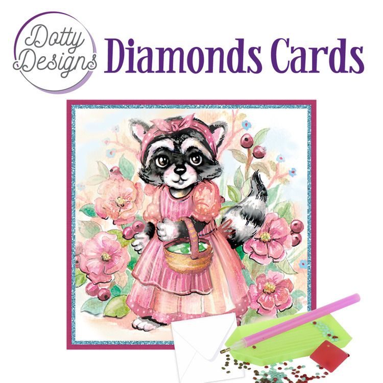 Raccoon in Dress - Dotty Designs Diamond Card Kit