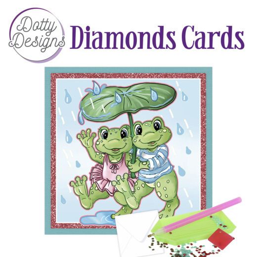 Frogs with Umbrella - Dotty Designs Diamond Card Kit
