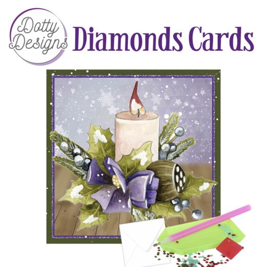 Candle with Purple Bow 2 - Dotty Designs Diamond Card Kit,