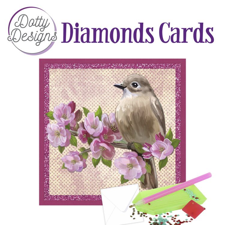 Bird on Flowering Branch - Dotty Designs Diamond Card Kit