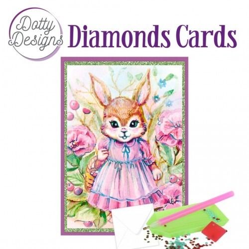 Rabbit in Dress. Dotty Designs Diamond Card Kit