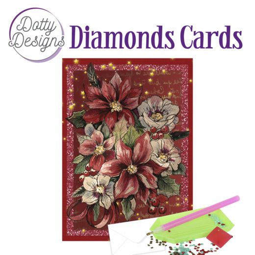Poinsettia Rectangle - Dotty Designs Diamond Card Kit