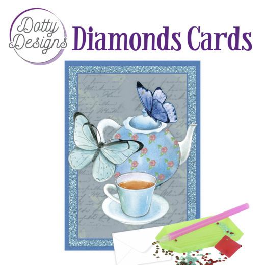 Teapot with Butterflies - Dotty Designs Diamond Card Kit