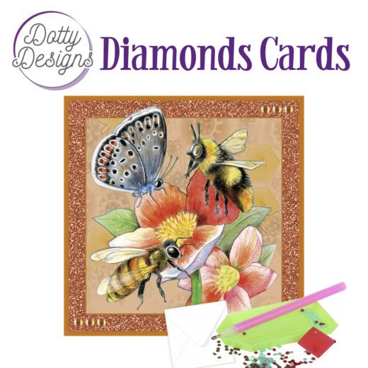 Red Flower with Bees - Dotty Designs Diamond Card Kit