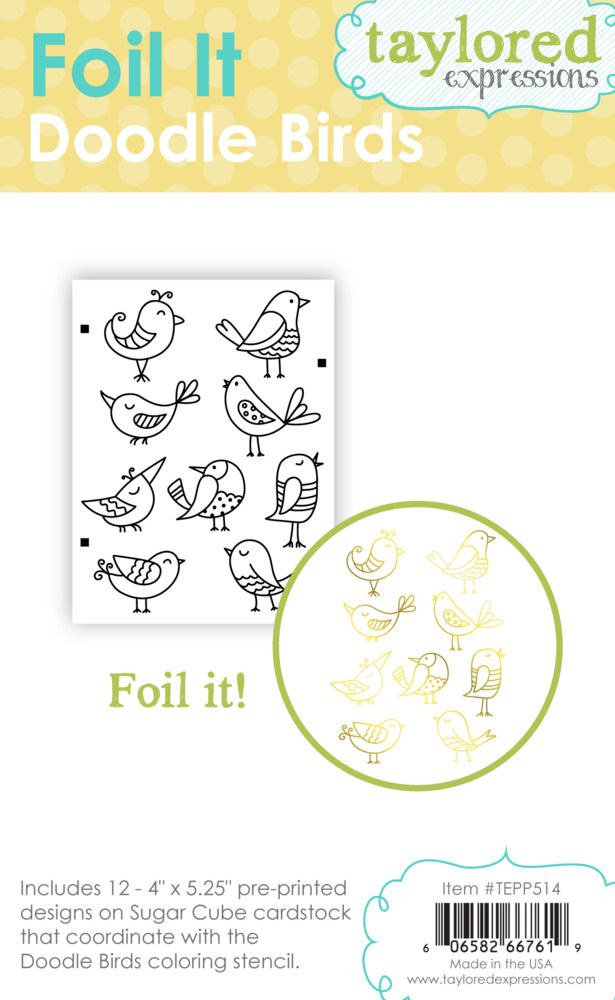 Doodle Birds - Foil It - Pre-printed Card Panels