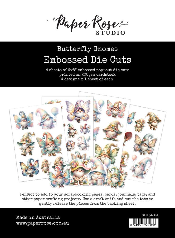 Butterfly Gnomes - Embossed Die Cuts