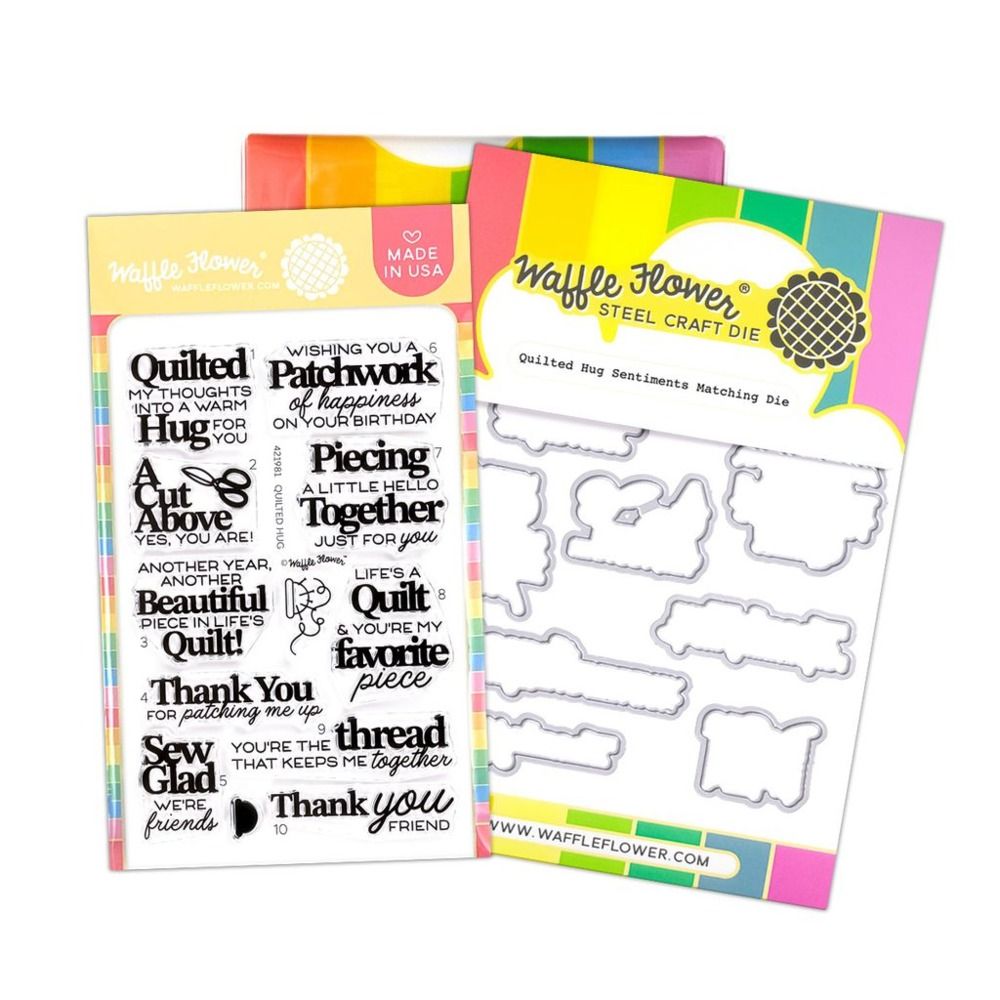 Quilted Hug Sentiments - Clear Stamp &amp; Die Combo