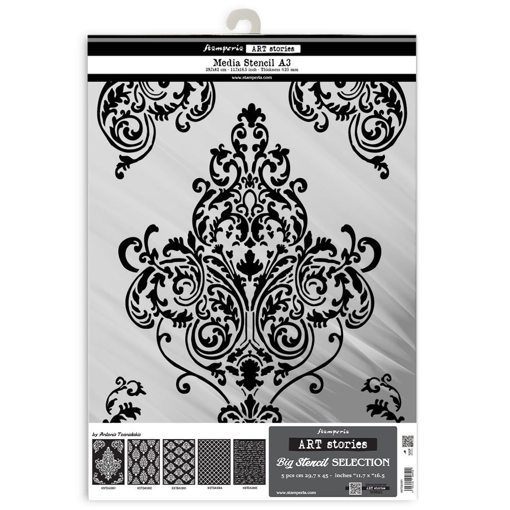 Big A3 Stencil Selection - 5 pcs - Art Stories Collection
