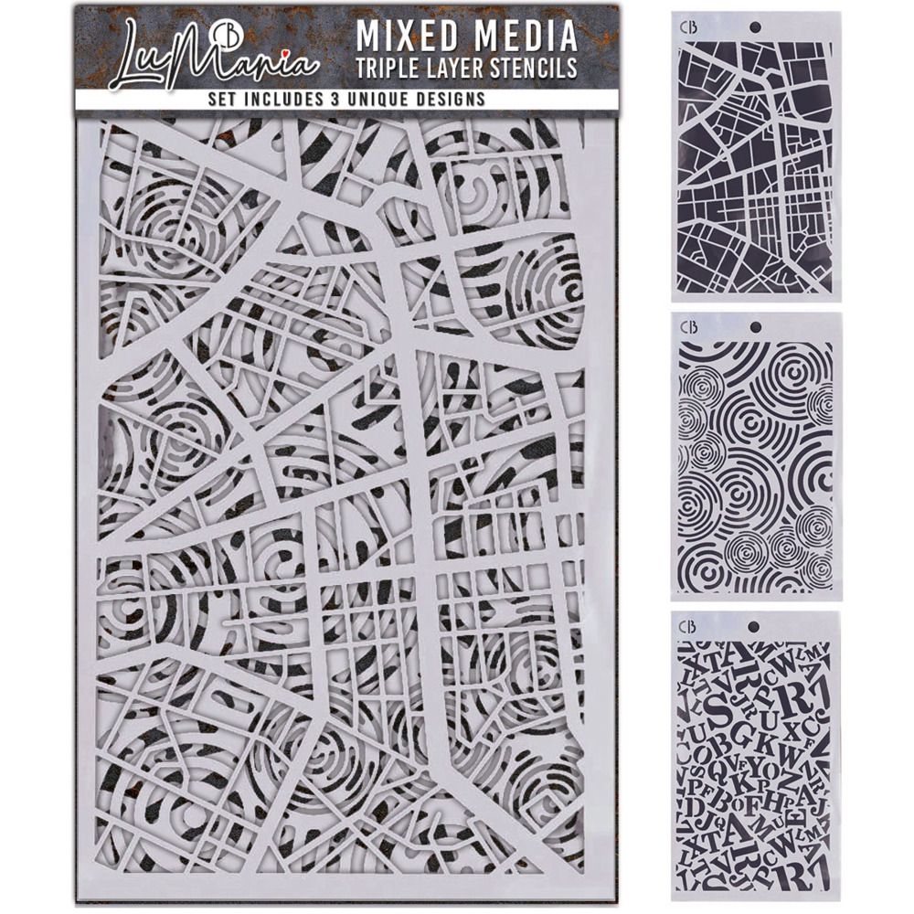 Set #006 - LuMania Mixed Media Triple Layer Stencils,