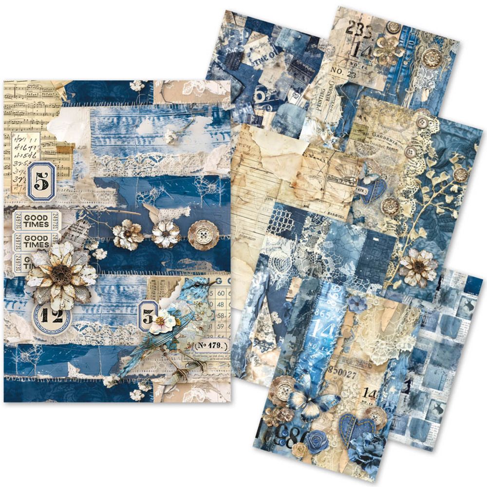 Urban Blue Denim - LuMania Craftmix Mixed A5 Paper Pack
