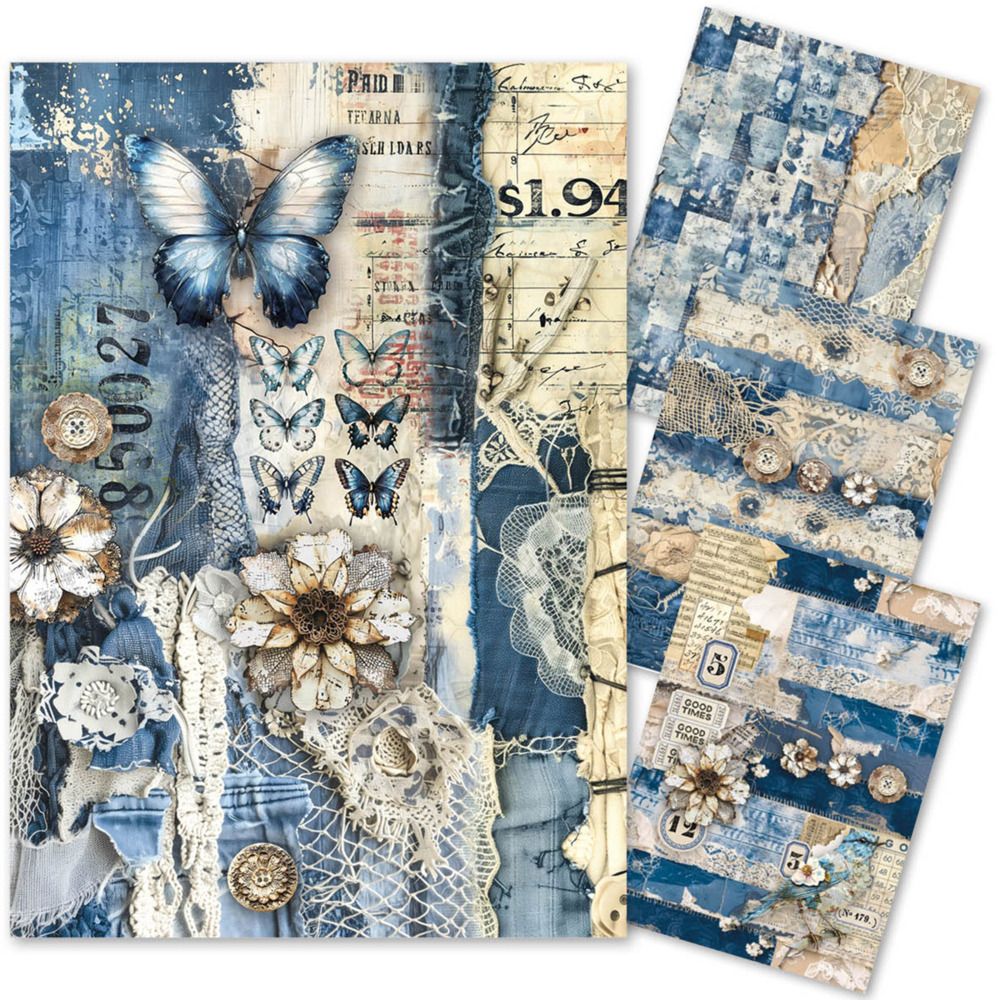 Urban Blue Denim - LuMania A4 Mixed Media Rice Paper Set
