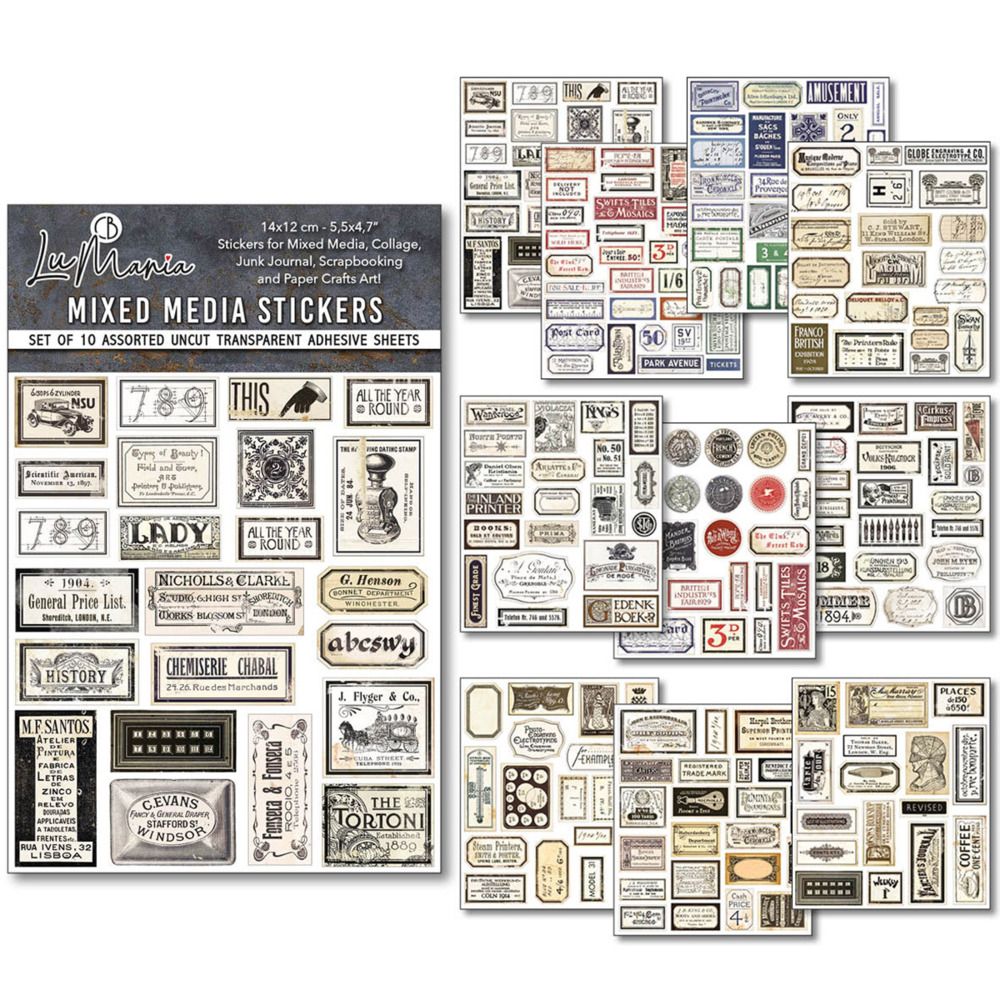 Vintage Scripts - LuMania Mixed Media Stickers