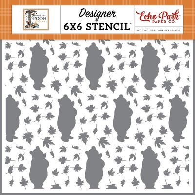 Stencil - Leaves Falling on Winnie - Winnie the Pooh Autumn Collection