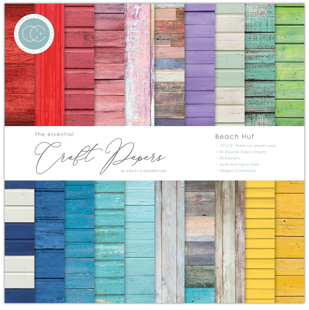 12x12 Paper Pad - Beach Hut - Essential Craft Papers