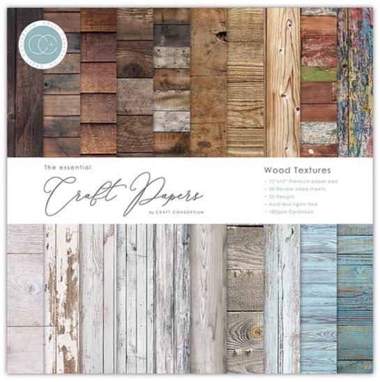 12x12 Paper Pad - Wood Textures - Essential Craft Papers