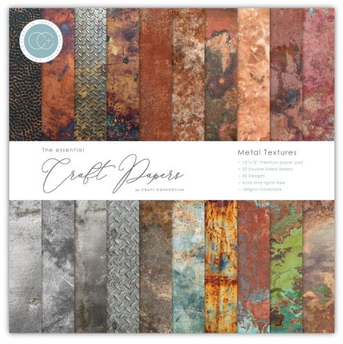 12x12 Paper Pad - Metal Textures - Essential Craft Papers