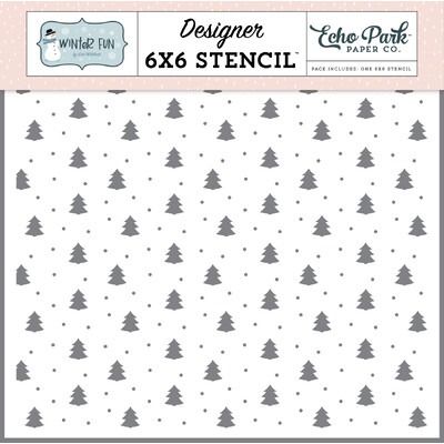 Stencil - Winter Pine Trees - Winter Fun Collection