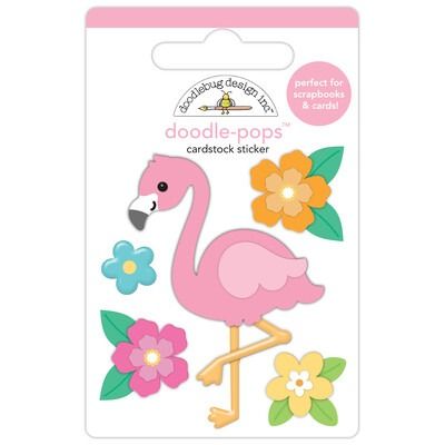 Flora Flamingo - Doodle-pops 3D Cardstock Sticker - Summer Fun Collection