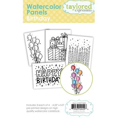 Birthday - Watercolor Panels - Pre-printed Panels