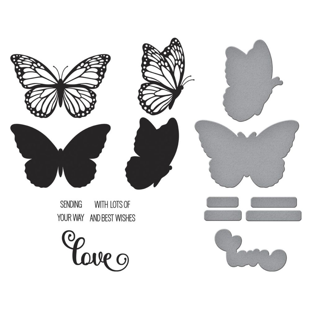 Butterfly Silhouettes - Registration Press Plate &amp; Die Set