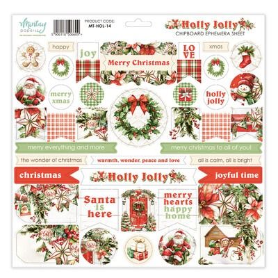 12x12 Chipboard Ephemera Sheet - Holly Jolly Collection