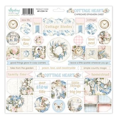 12x12 Chipboard Ephemera Sheet - Cottage Heart Collection