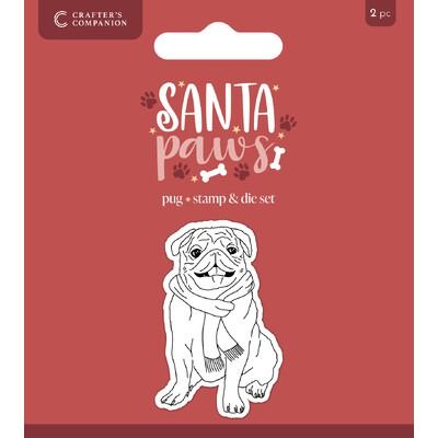 Pug - Clear Stamp &amp; Die Set - Santa Paws Collection