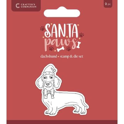 Dachshund - Clear Stamp &amp; Die Set - Santa Paws Collection