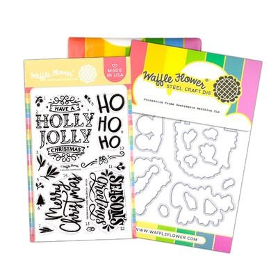 Poinsettia Frame Sentiments - Clear Stamp &amp; Die Set Combo
