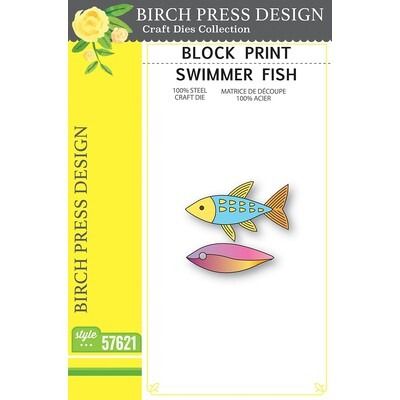 Swimmer Fish - Block Print - Die Set