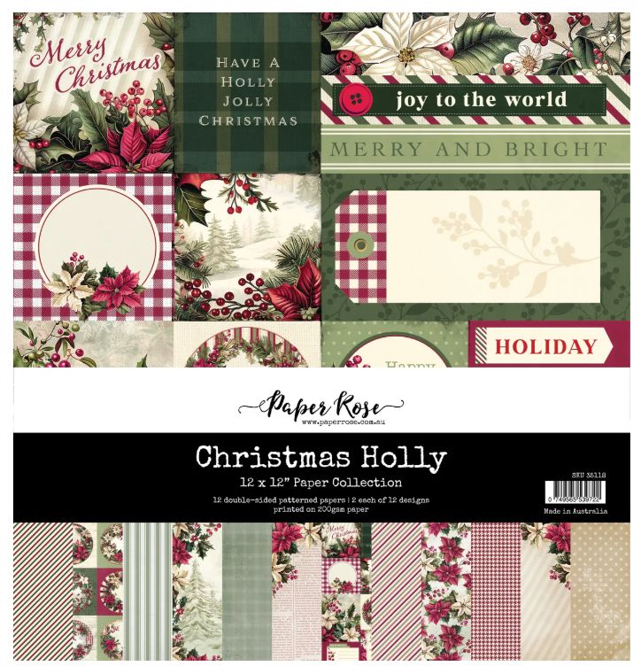 12x12 Paper Collection - Christmas Holly Collection