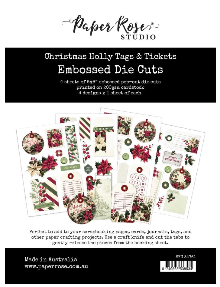 Tags &amp; Tickets - Embossed Die Cuts - Christmas Holly Collection