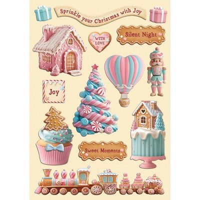 A5 Colored Wooden Shapes - Candy Christmas Collection