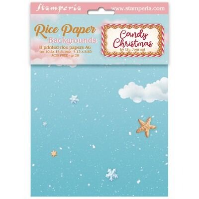 A6 Rice Paper Backgrounds - Candy Christmas Collection