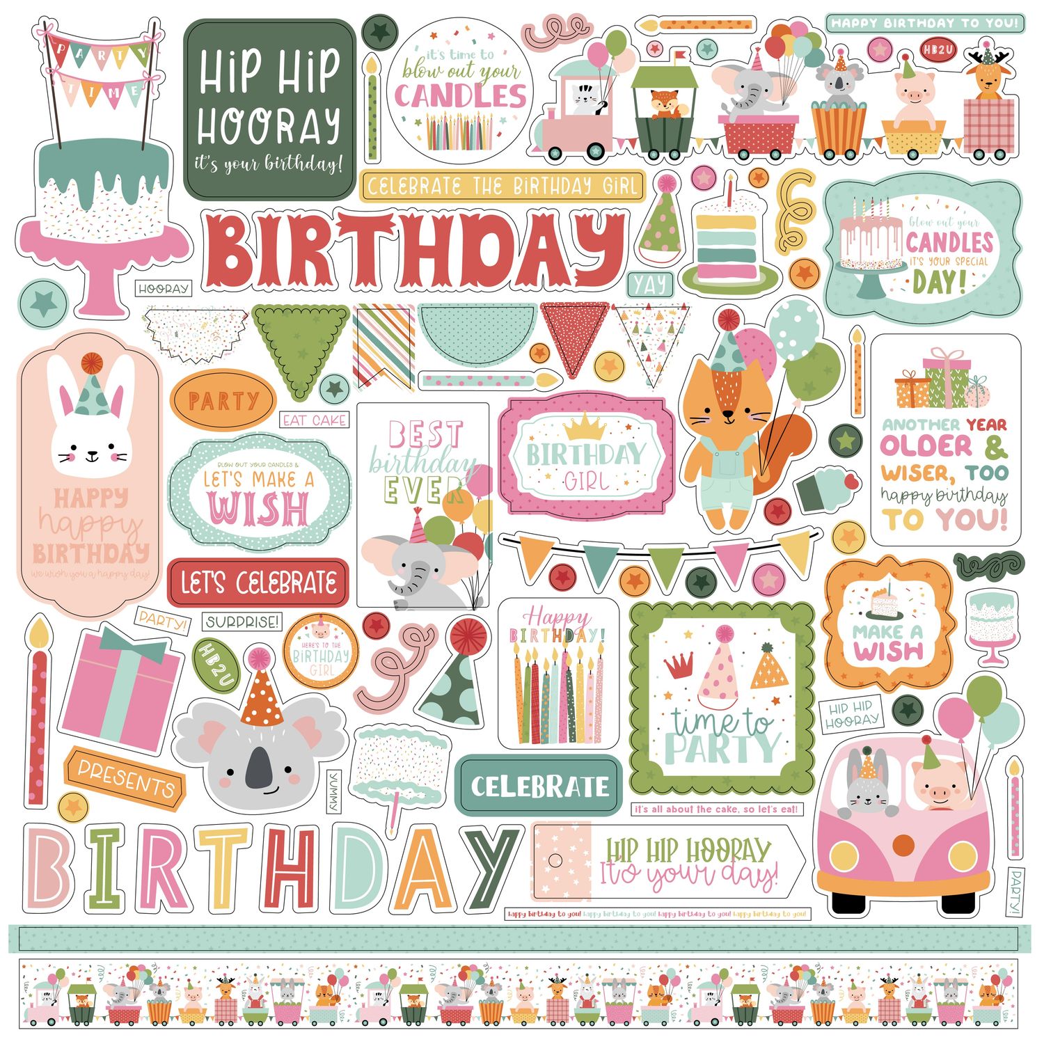 12x12 Sticker Sheet - A Birthday Wish Girl Collection