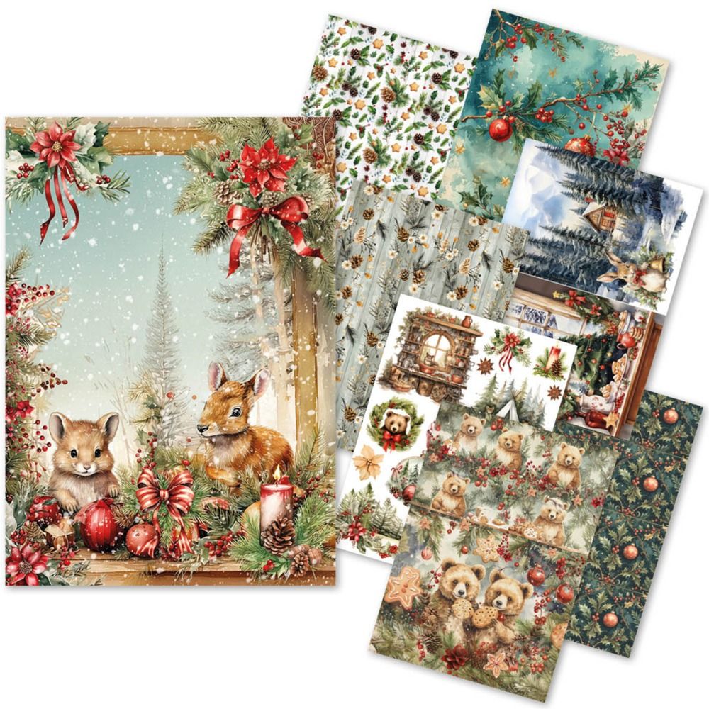 A5 Rice Paper Art Set - Hot Cocoa &amp; Holly
