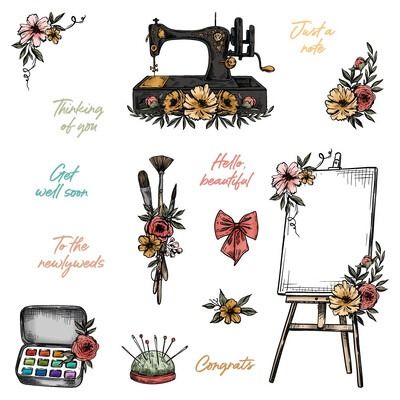 Floral Easel - Cling Stamp Set