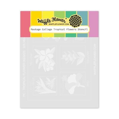 Postage Collage Tropical Flowers - Layering Stencil Set