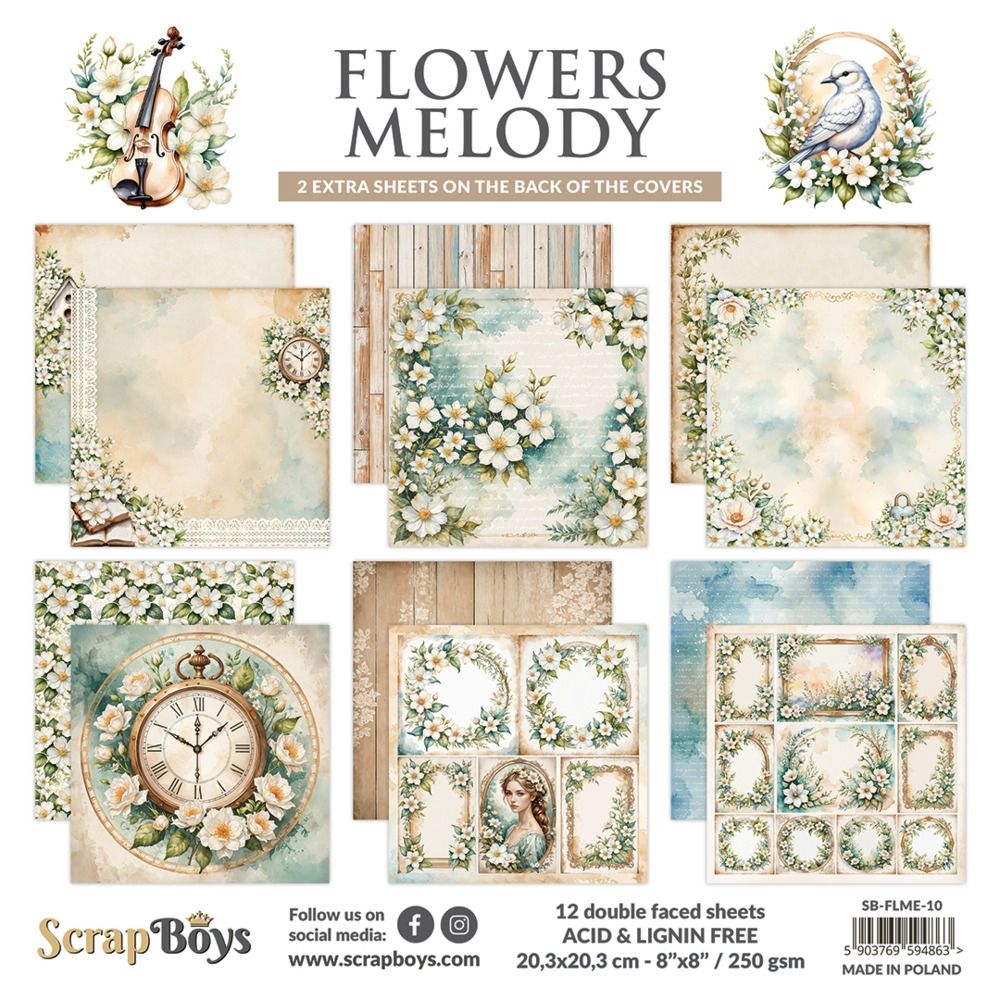 8x8 Paper Pad - Flowers Melody Collection