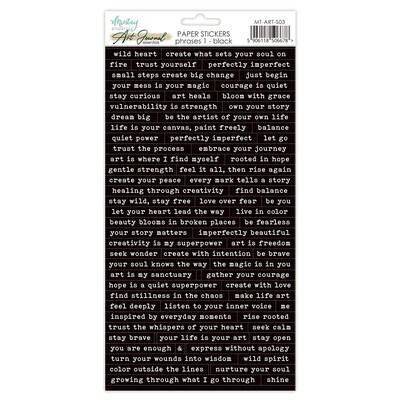 Phrases 1 - Black - 6x12 Art Journal Paper Stickers
