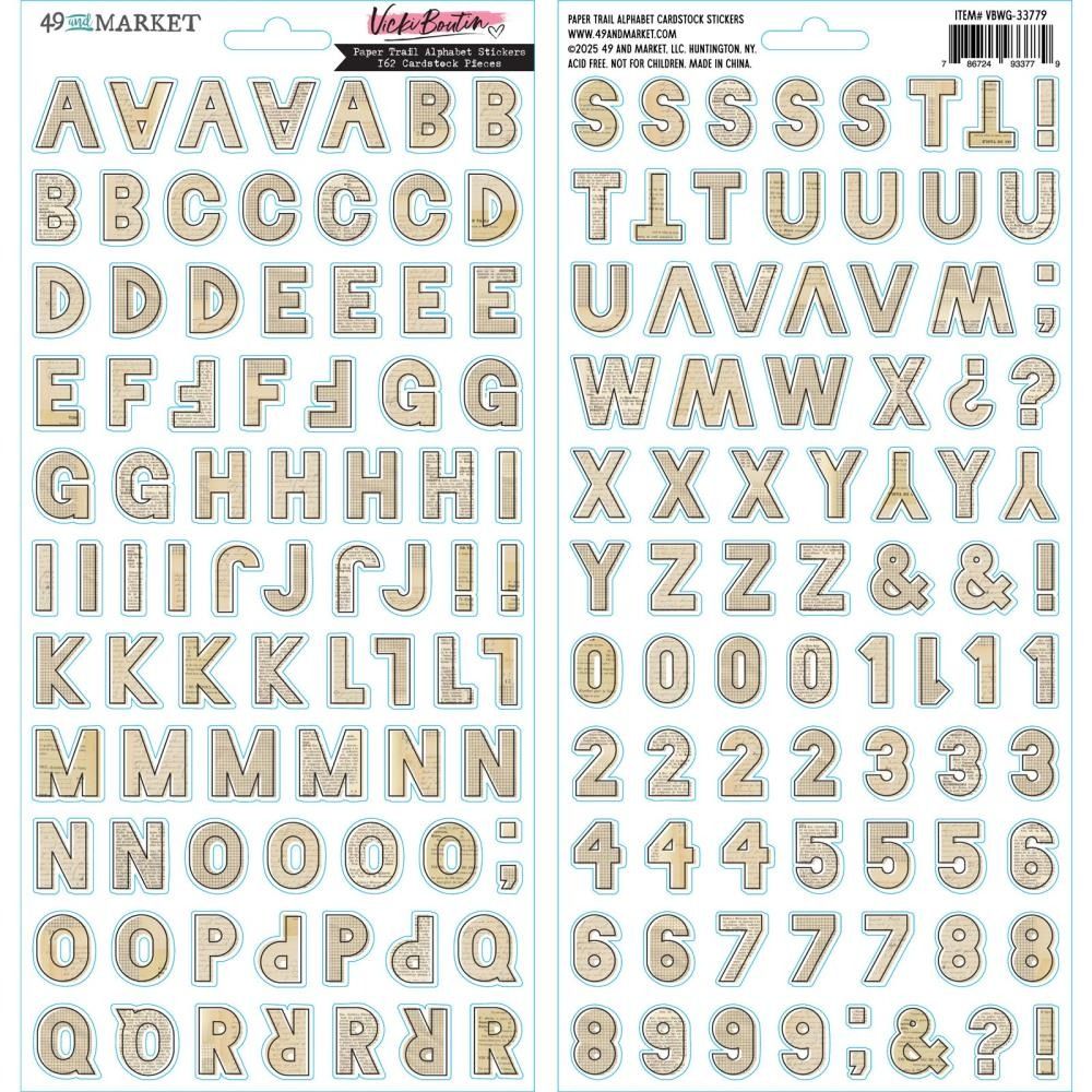 Paper Trail Alphabet - Cardstock Stickers - Curiosities in Willow Grove Collection