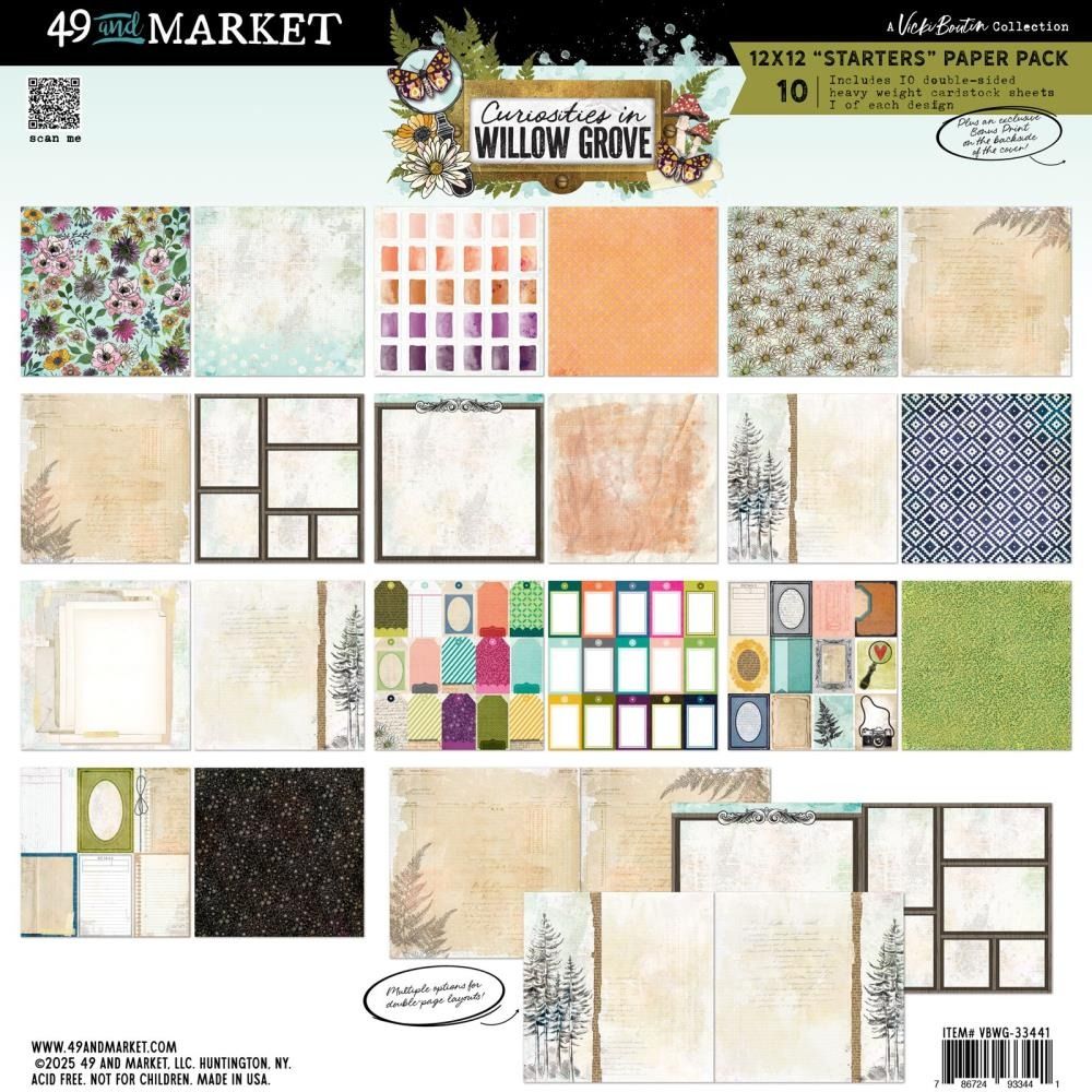 12x12 Starters Paper Pack - Curiosities in Willow Grove Collection