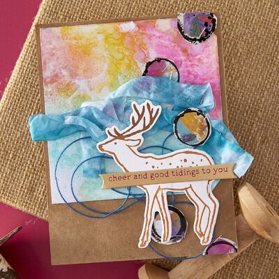 Cheer and Good Tidings Deer - Starry Holiday - Registration Press Plate &amp; Die Set,