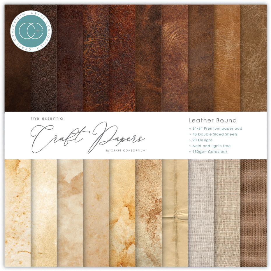 6x6 Paper Pad - Leather Bound - Essential Craft Papers