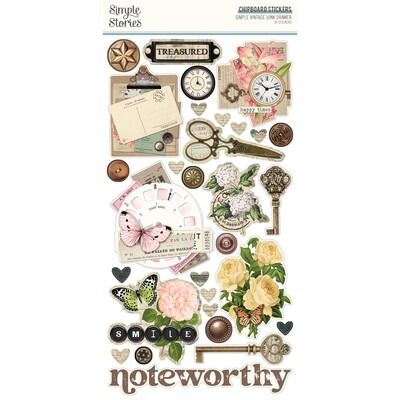 6x12 Chipboard - Simple Vintage Junk Drawer Collection
