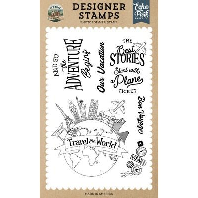 Clear Stamp Set - Travel The World Globe - It's Time to Travel Collection