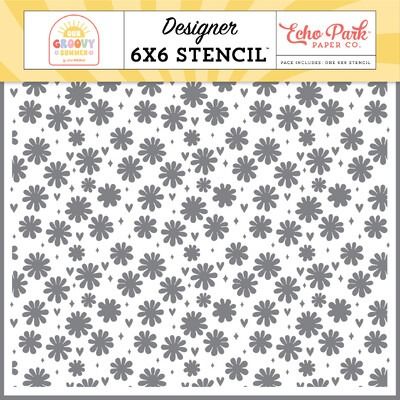 Stencil - Sparkly Floral Hearts - Our Groovy Summer Collection