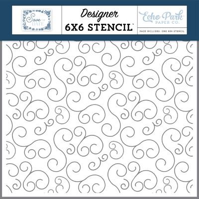 Stencil - Save The Date Swirls - Save The Date Collection